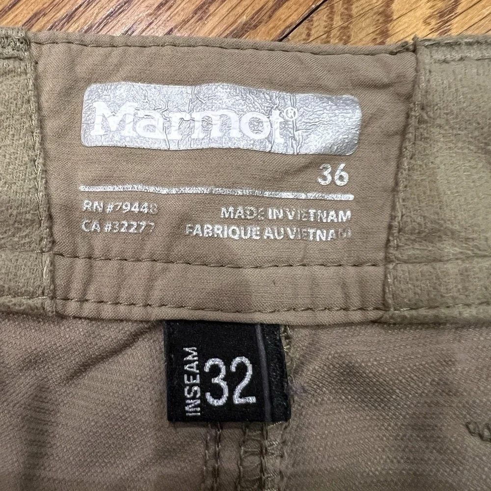 Marmot Arch Rock‎ Pants Mens 36x32 Tan Nylon Cargo Hiking Outdoor Performance